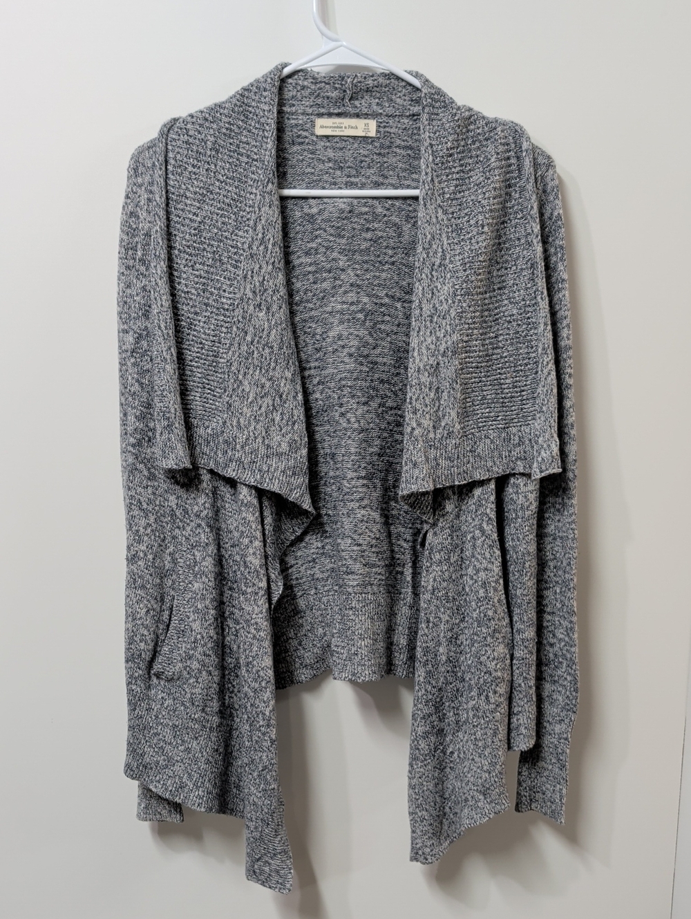 Abercrombie & Fitch Gray Marled Waterfall Drape Cardigan